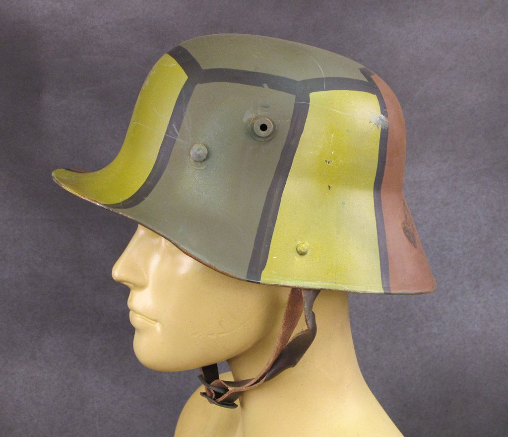 German WWI M16 1st Model Steel Helmet with Aged Hand Painted Camouflage New Made Items