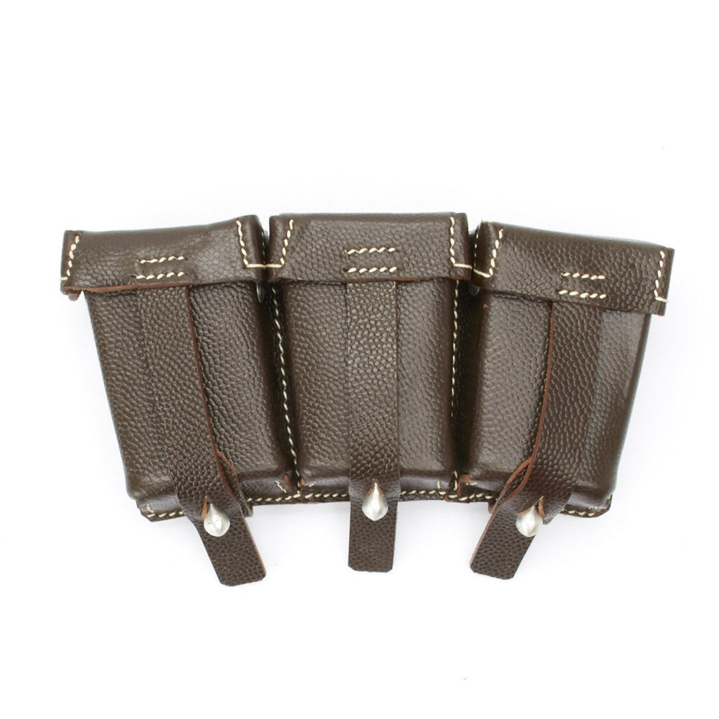 German WWII 98K Brown Leather Triple Ammunition Pouch New Made Items