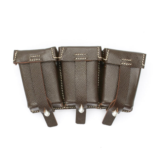 German WWII 98K Brown Leather Triple Ammunition Pouch New Made Items