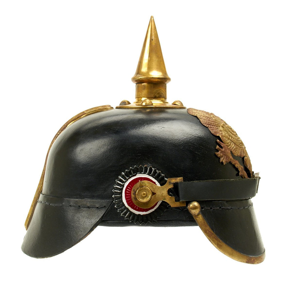 Imperial German Spiked Pickelhaube Helmet: Black & Gold- ANTIQUED GRADE 2 New Made Items