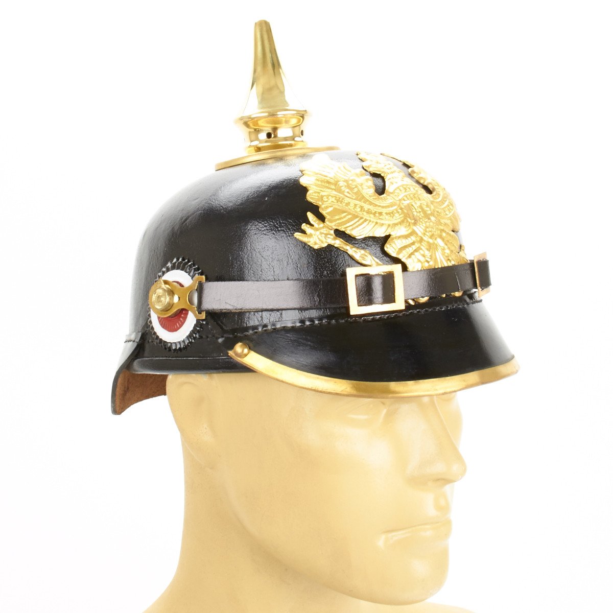 fahrradhelm pickelhaube Imperial German Spiked Pickelhaube Helmet- Black Leather and Brass – International Military Antiques