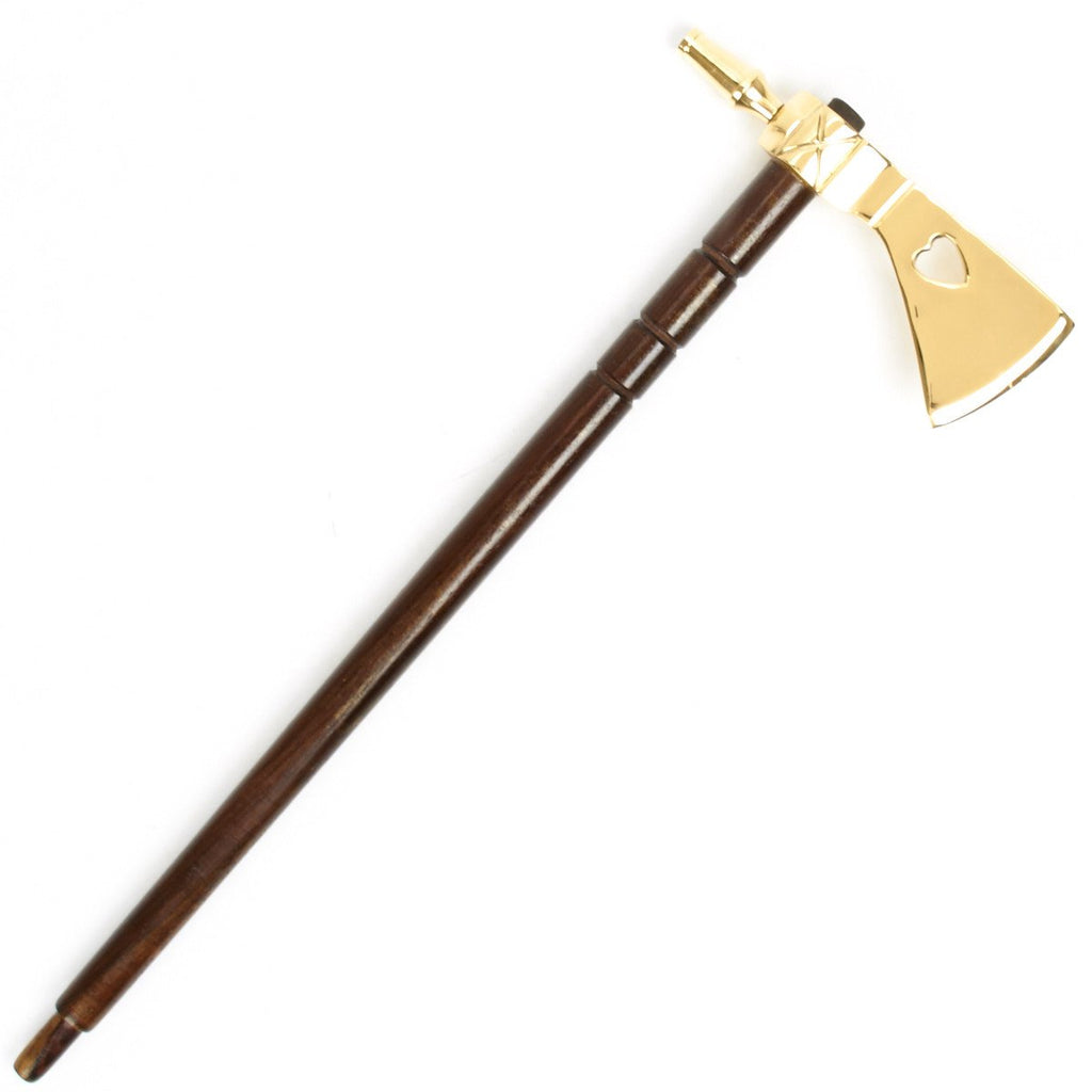 Native American 19th Century Smoking Tomahawk - Brass head with Weeping Heart Cutout New Made Items