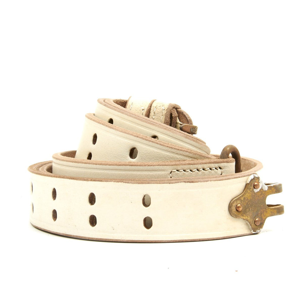 U.S. M1903 Springfield Rifle WWI 1907 Pattern White Leather Parade Sling with Brass Fittings - Grade 2 New Made Items