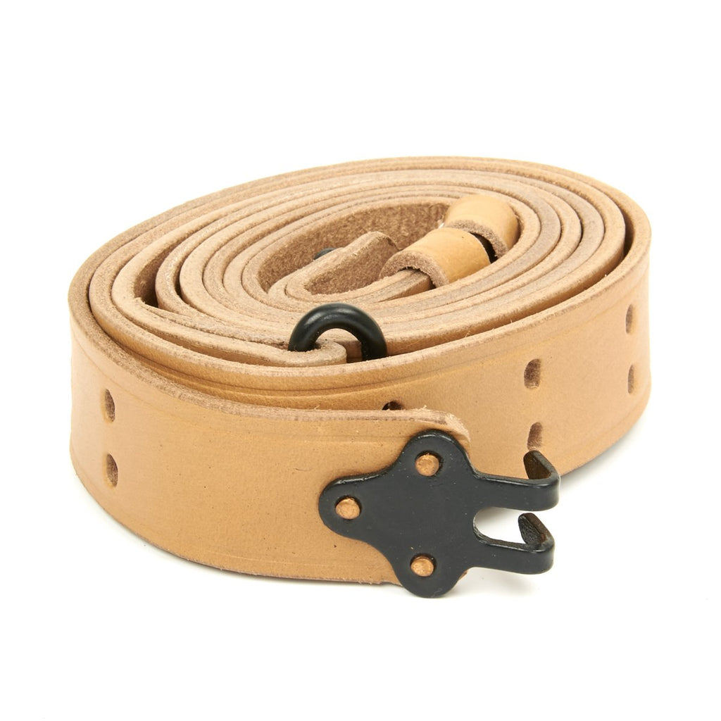 U.S. M1 Garand Rifle WWII 1907 Pattern Leather Sling with Steel Fittings - Natural Tan New Made Items