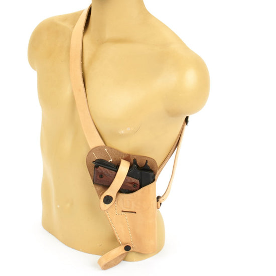 U.S. WWII M3 .45 1911 Pistol Natural Tan Leather Shoulder Holster New Made Items