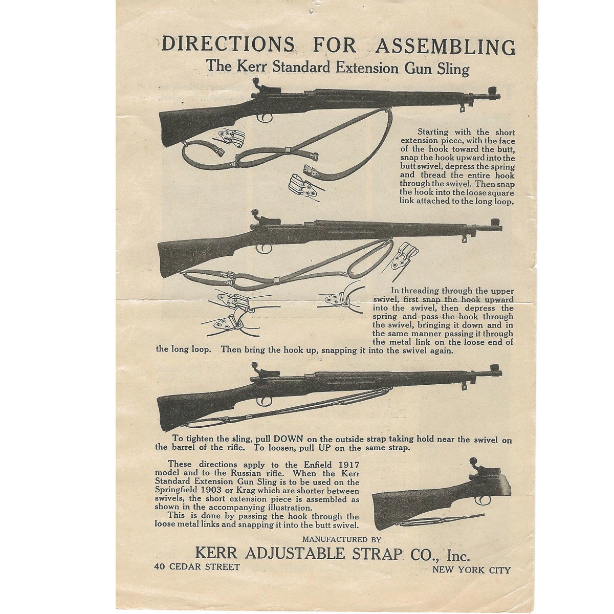US WWI M1903 Springfield Kerr Standard Extension Sling-Kaki US WWI M1903 Springfield Kerr Standard Extension Sling-Kaki