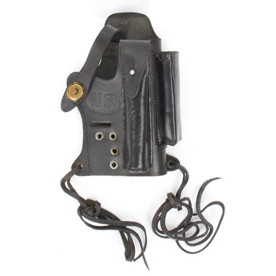 U.S. Walther P-22 Compatible Black Leather Holster with Magazine and Silencer Pockets New Made Items