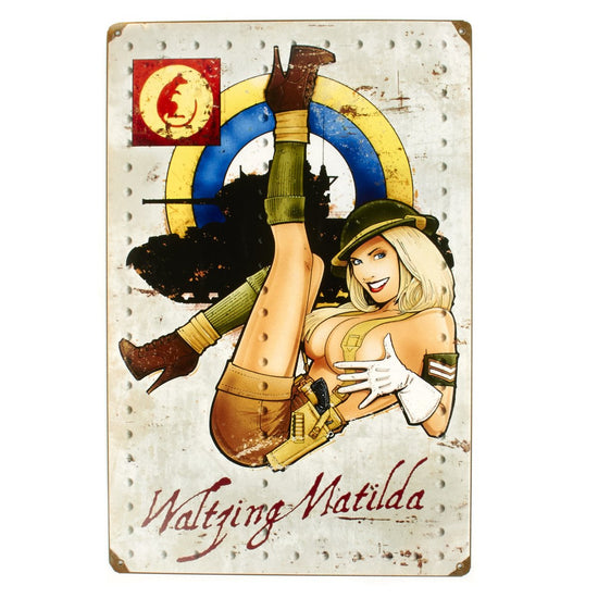 British WWII Vintage Metal Sign Waltzing Matilda- Desert Rats New Made Items