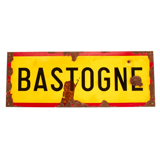 WWII Aged Steel Sign - Bastogne (33" x 12") New Made Items