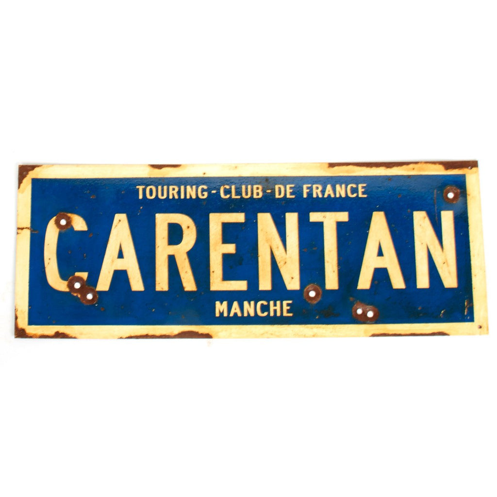 WWII Aged Steel Sign - Carentan  (33" x 12") New Made Items