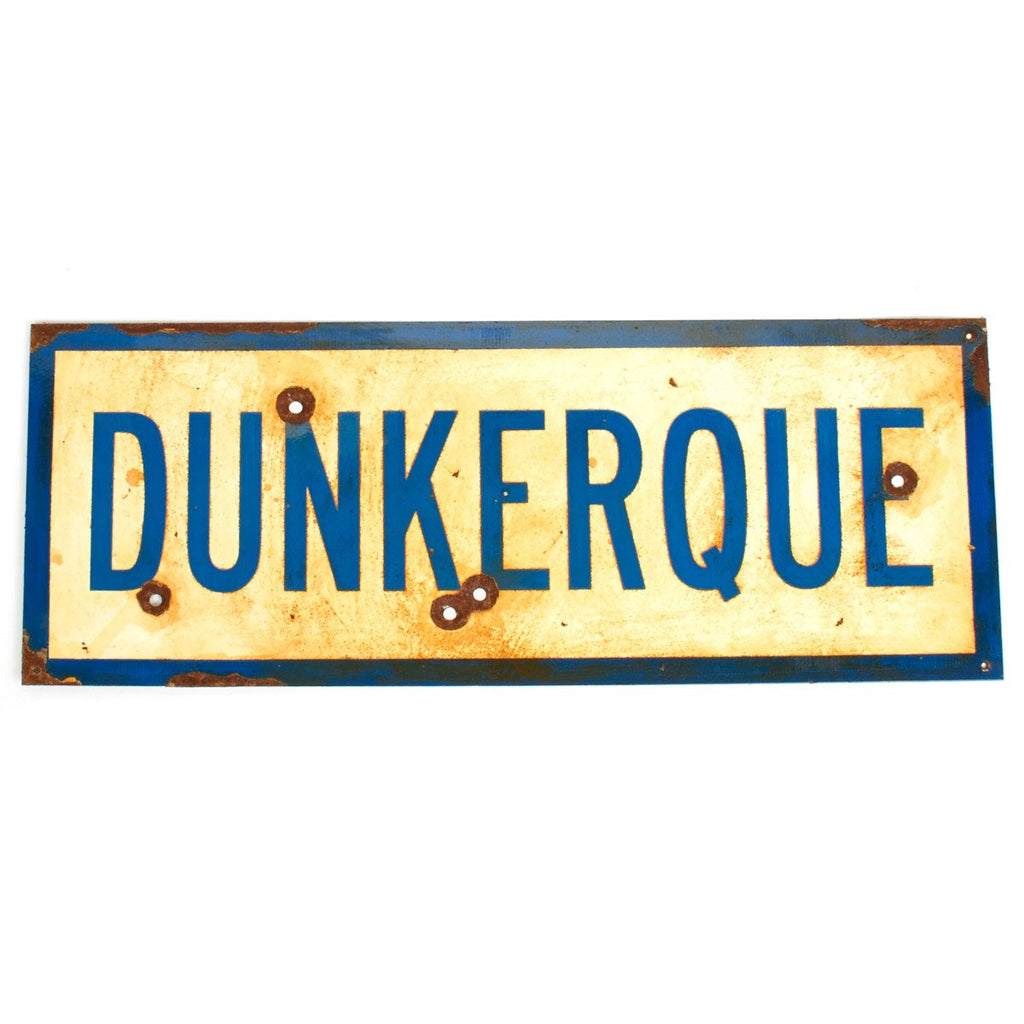 WWII Aged Steel Sign - Dunkerque (33" x 12") New Made Items