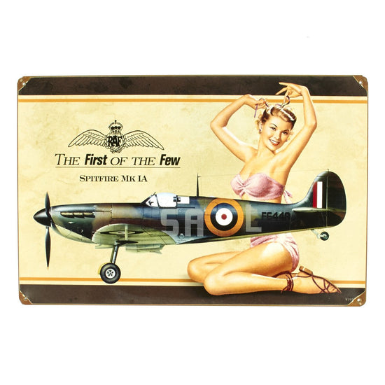 British WW2 Vintage Metal Sign: Spitfire Pinup New Made Items