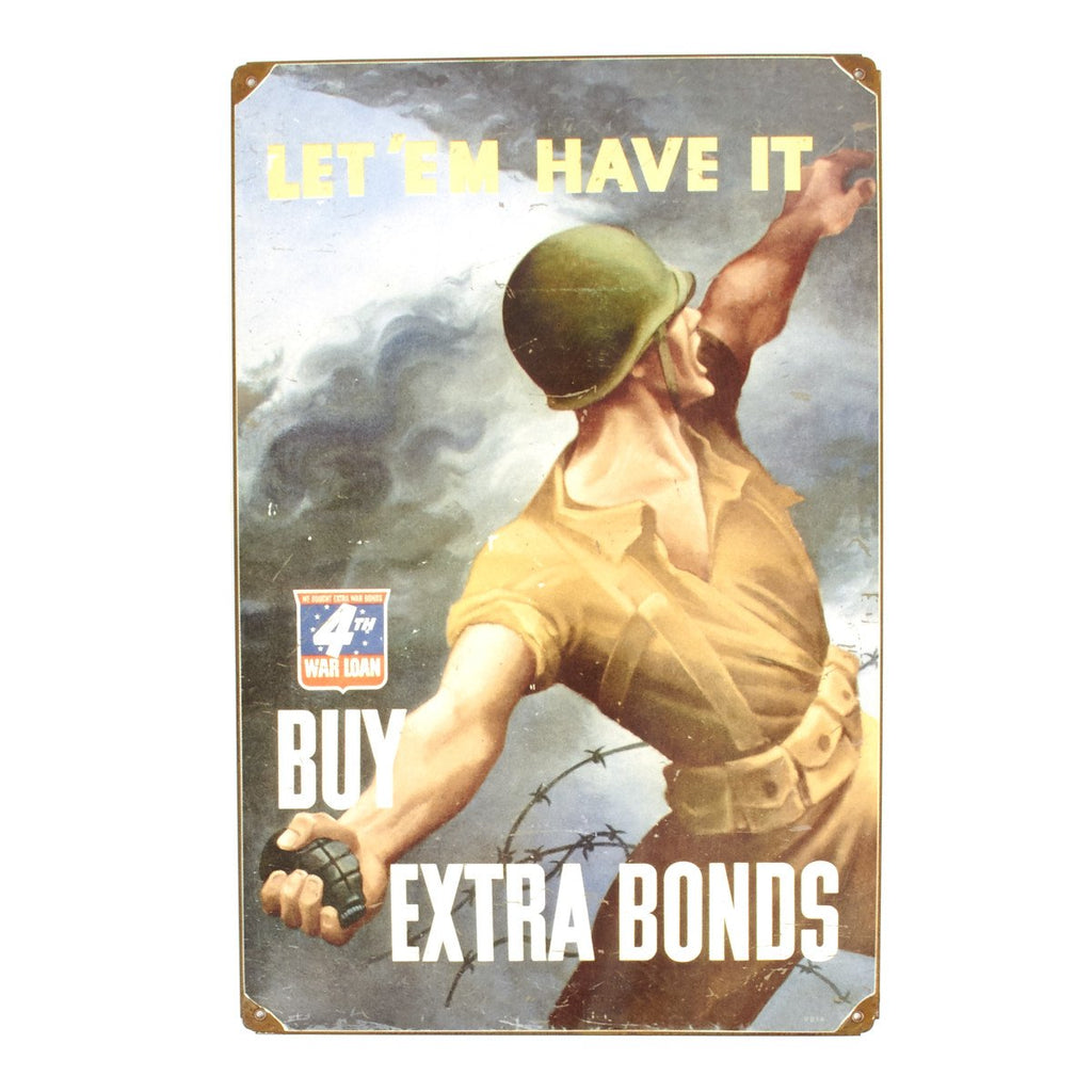 U.S. WW2 Vintage Metal Sign: Buy War Bonds - Pineapple Grenade New Made Items