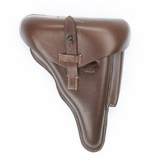 German WWII P08 Luger Brown Leather Hardshell Police Holster New Made Items