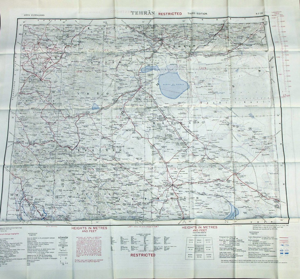 Original British WWII Era Silk Escape & Evasion Map of Tehran Iran Original Items