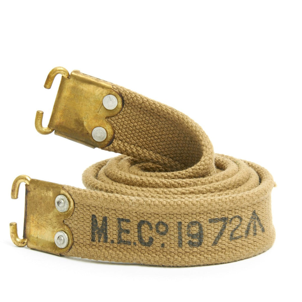 Original Post War British Enfield Web Khaki Sling with Brass Fittings - 1950s - 1970s Original Items