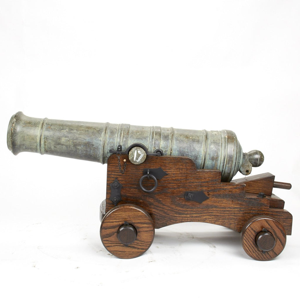 Original 1780 Bronze 6-Pounder Saker Cannon with Oak Naval Carriage Original Items