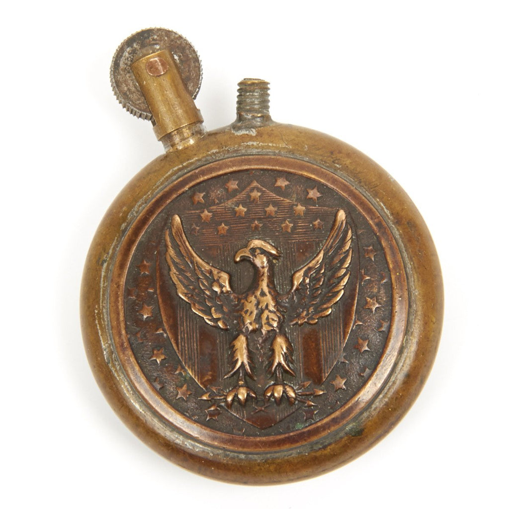 Original U.S. WWI All Brass Circular Military Cigarette Lighter - Liberty Eagle Original Items