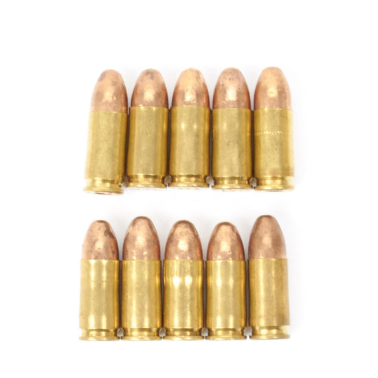Original WWII Style 9mm Parabellum Dummy Cartridges- Set of 10 Original Items