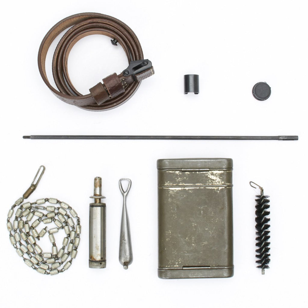 German WWII 98k Rifle Accessory Set- Cleaning Kit, Rod, Sling, Sight Hood and Muzzle Cover New Made Items