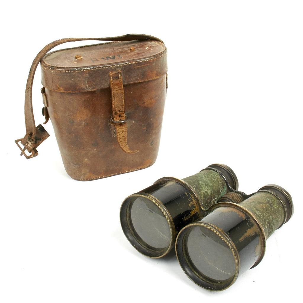 Original British WWI Named Officer Field Glasses with Case - ROYAL WELSH FUSILIERS Original Items