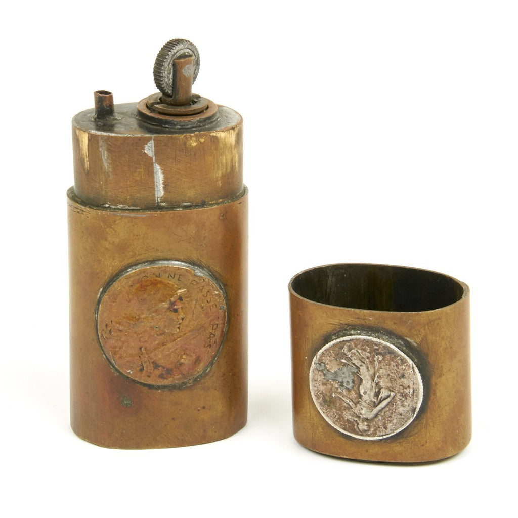 Original French WWI Brass Pocket Lighter Made from Three French Coins Original Items