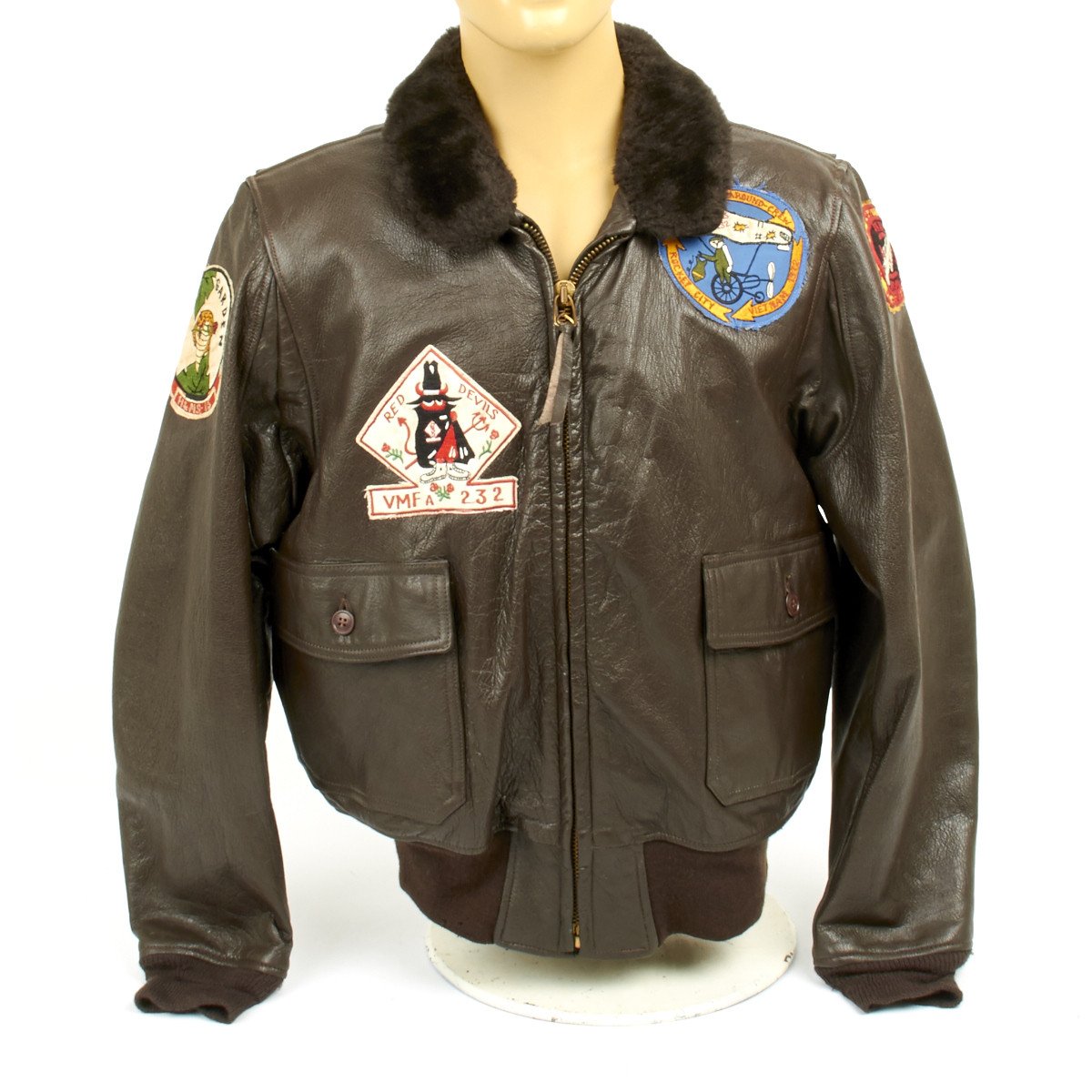 Original USMC Pilot Type G-1 Leather Flight Jacket Vietnam War Era (Size 42)