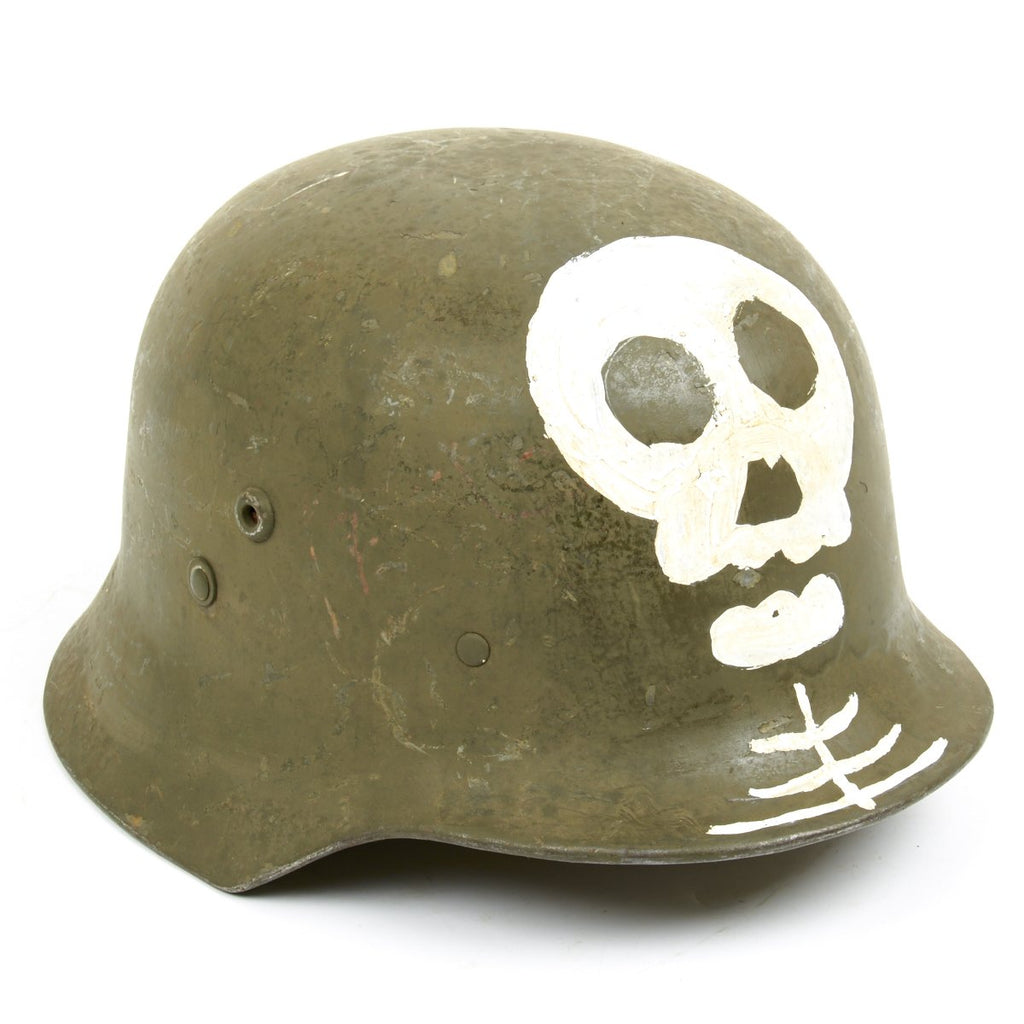 Original WWII Hungarian M38 Steel Helmet with Finnish Infantry Regiment 46 Skull - Continuation War Original Items