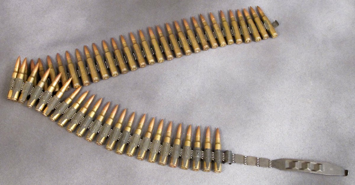 German MG34 & MG42 Basket Ammunition Can with Dummy 8mm Cartridges in Belt  – International Military Antiques