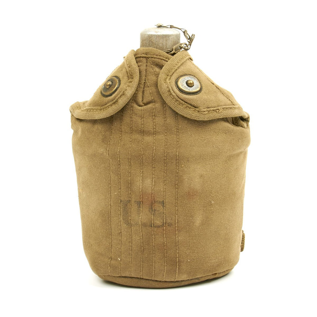 Original U.S. WWII M1910 Canteen and Cup with M1942 Mounted Airborne Cover Original Items