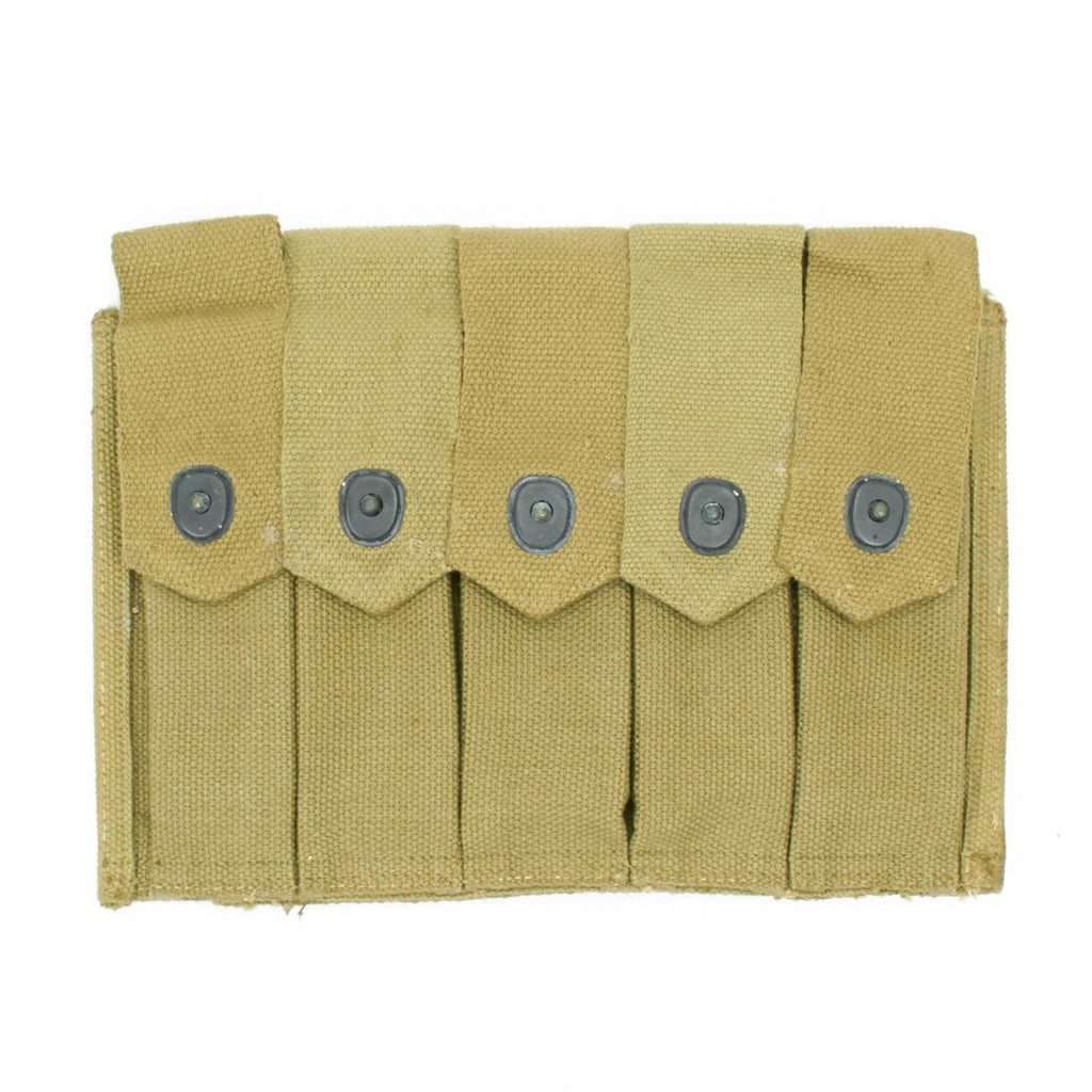 Original U.S. WWII Thompson SMG Five Cell 20 Round Magazine Pouch: Unmarked Original Items