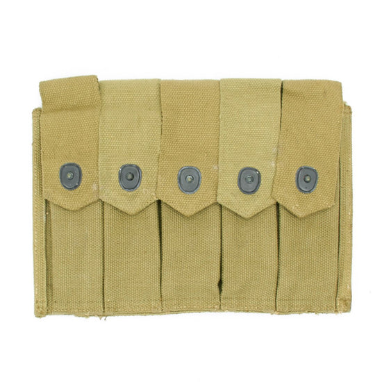Original U.S. WWII Thompson SMG Five Cell 20 Round Magazine Pouch: WWII Dated & Marked Original Items