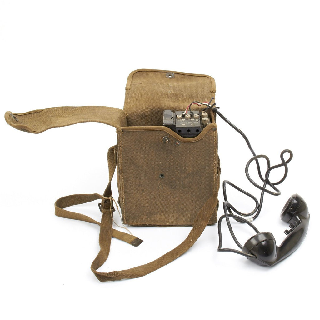 Original U.S. WWII Army Field Telephone Model EE-8 in Canvas Carry Case Original Items