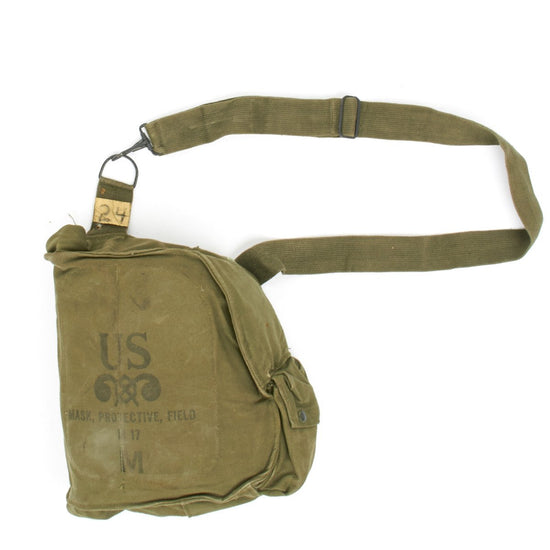 Original U.S. Vietnam Era M17 Gas Mask Bag for USMC and Army with Carry Strap Original Items
