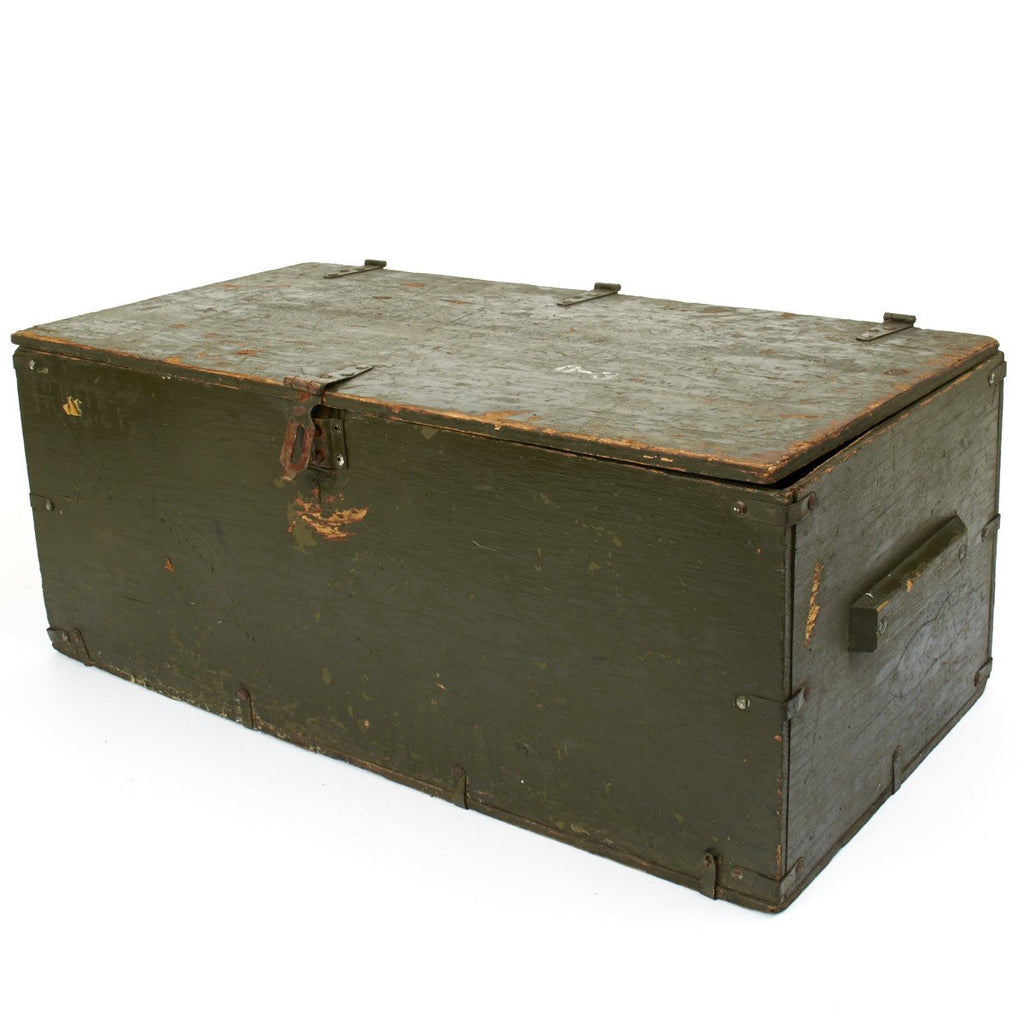 Original U.S. Korean War and Vietnam Era Wood Foot Locker Steamer Trunk Original Items