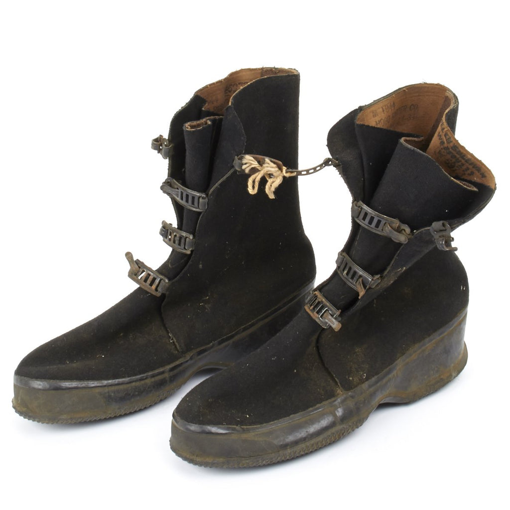 Original U.S. WWII Arctic Rubber Overshoes with 4 Buckle Cloth Top- Mickey Mouse Boots Original Items
