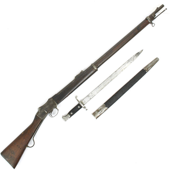 Original British P-1885 Martini-Henry MkIV Rifle Pattern B with MkIII Sword Bayonet - Cleaned and Complete Condition Original Items