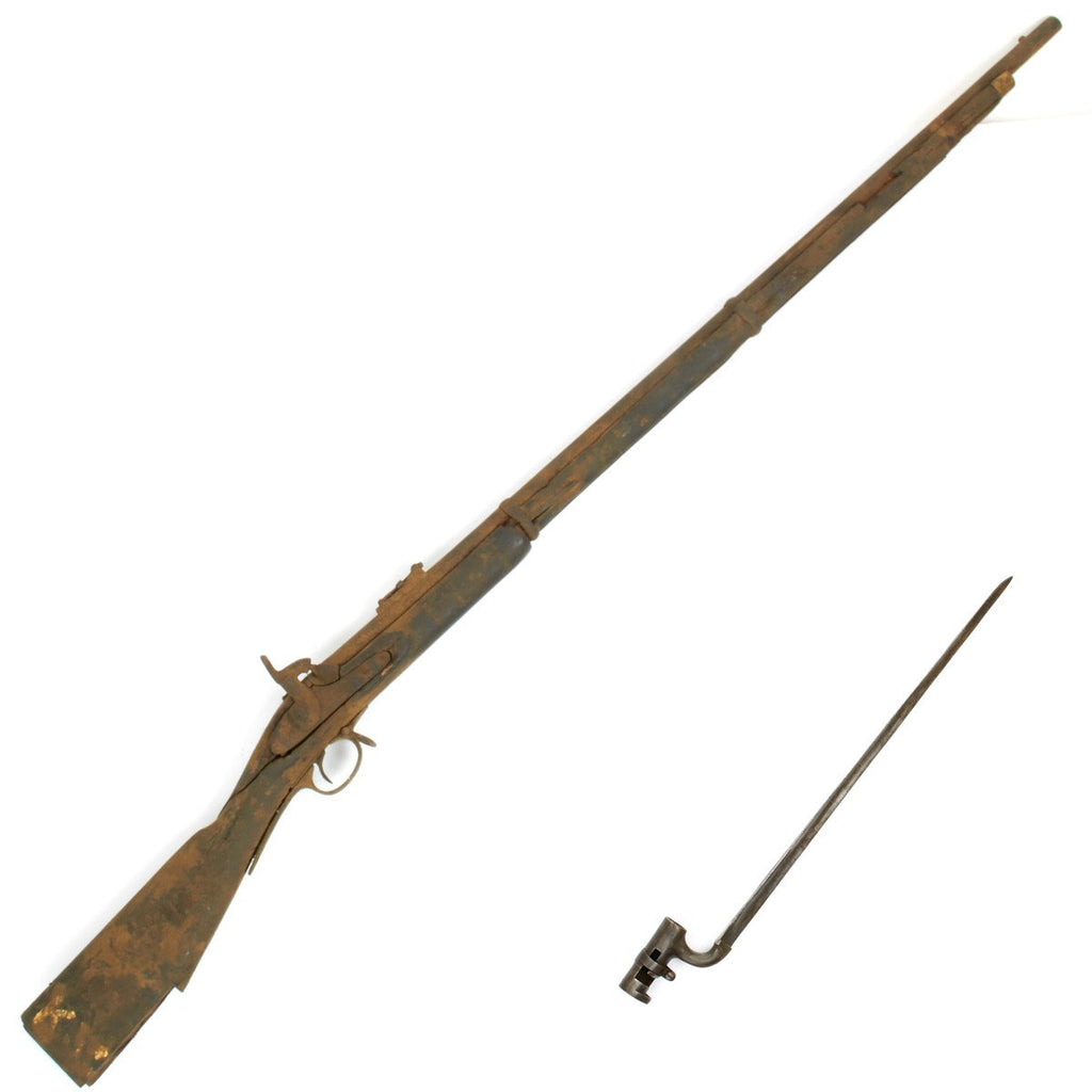 Original British P-1853 Three Band Enfield type Rifle - Untouched Full Stock Parts Gun with Bayonet Original Items