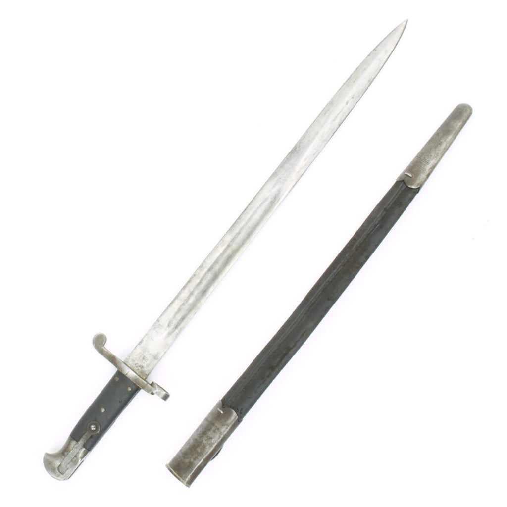 Original British Martini-Henry Rifle P-1887 MkI Sword Bayonet with Steel Mounted Leather Scabbard Original Items