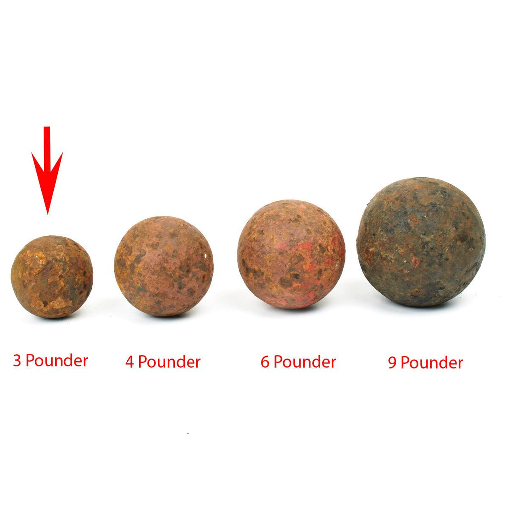 Original British 18th Century 3 Pounder Cannon Ball Original Items