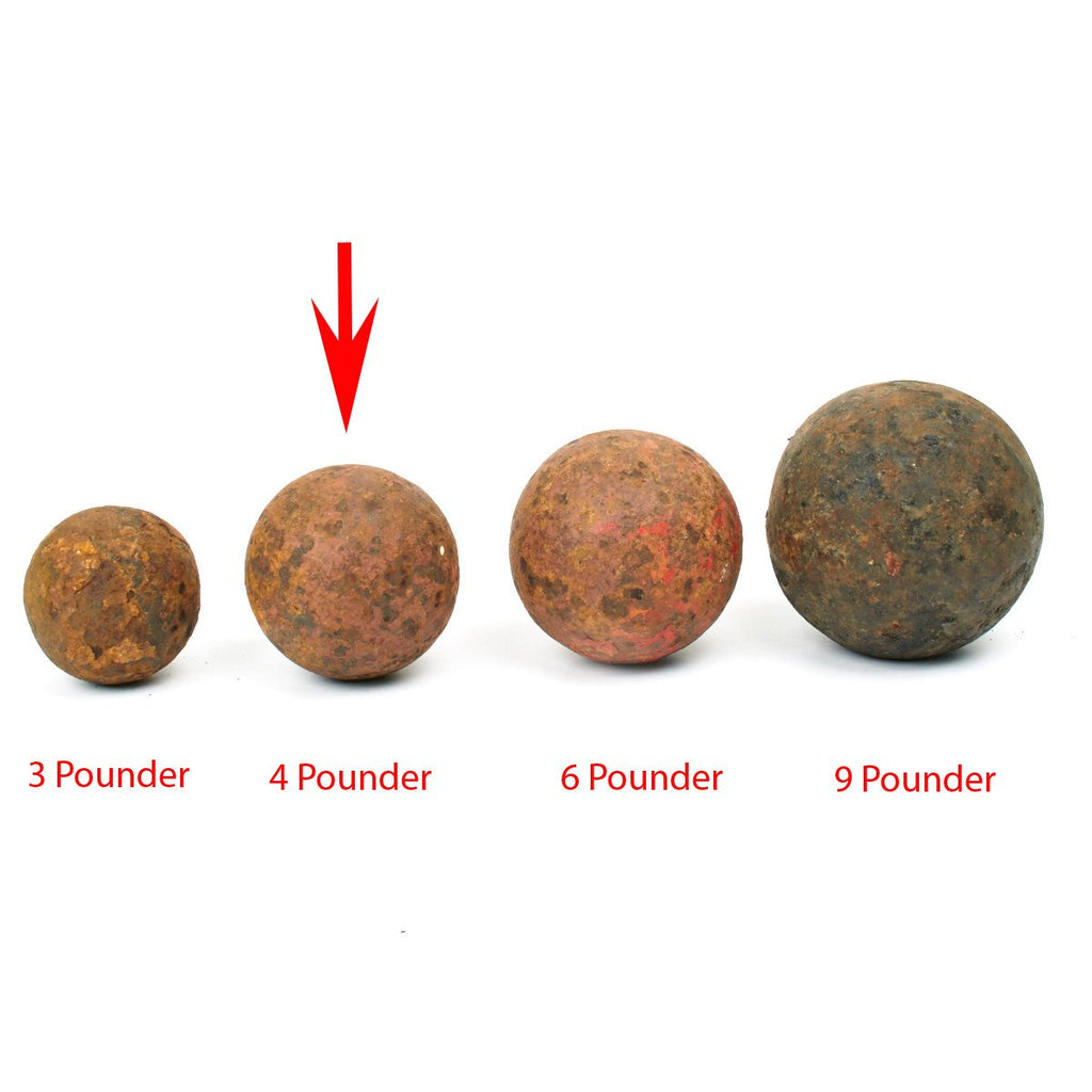 Original British 18th Century 4 Pounder Cannon Ball Original Items