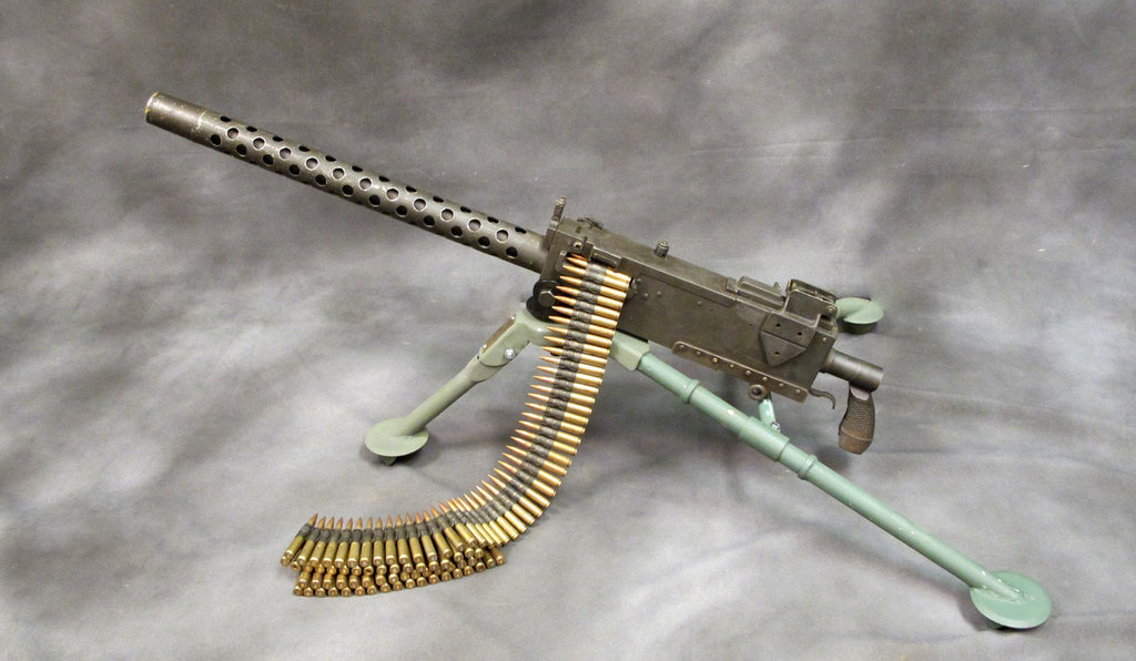 U.S. WWII Browning .30 Caliber 1919A4 Display Machine Gun with Tripod & Inert Ammo Original Items