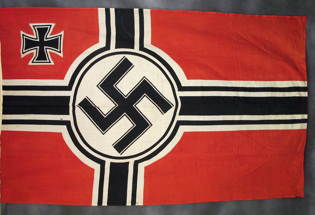 Original German WWII Naval Battle Flag with Wartime Markings Original Items