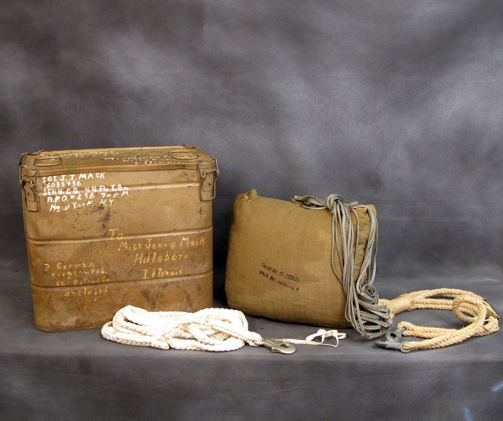 Original German WWII Fallschirmjager Parachute in Transit Can- Unissued Original Items