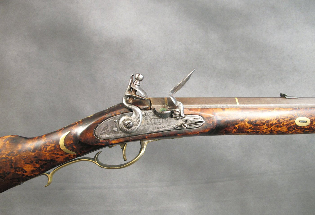Original Flintlock Birds Eye Maple Stock Rifle Marked J. Moll, Allentown Original Items