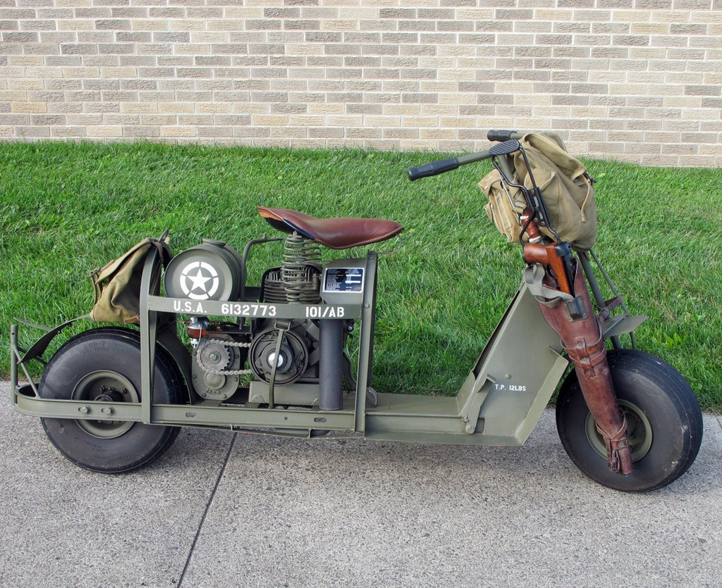 Original U.S. WWII 1944 Model 53 Airborne Motor Scooter & Accessories- Fully Restored Original Items
