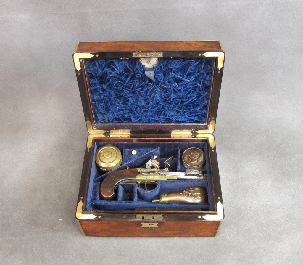 Remarkable Named Cased Double Barrel Flintlock Set from His Majestys Navy Circa 1808 Original Items