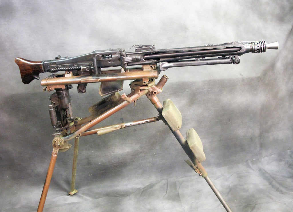 Original German WWII MG 42 Display Machine Gun & Tripod Mount- marked bnz, dated 1943 Original Items