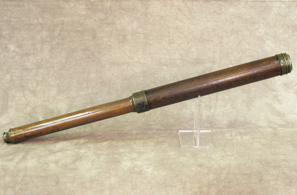Original British Naval Wood & Brass Mounted Telescope of Famous Officer Original Items