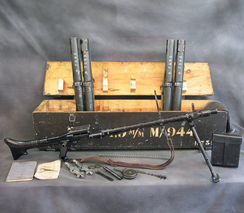 German WWII MG 34 Matching Serial Number 7393 Parts Set / Display Gun with Transit Chest- Museum Quality Original Items